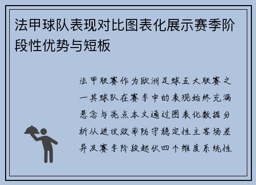 法甲球队表现对比图表化展示赛季阶段性优势与短板